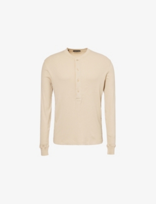 TOM FORD: Ribbed long-sleeve cotton and modal Henley top