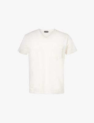 TOM FORD: V-Neck Patch-Pocket Cotton T-Shirt