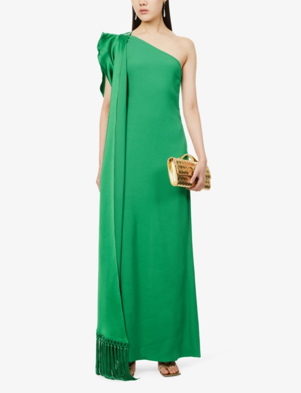 Berenson fringed-trim woven maxi dress