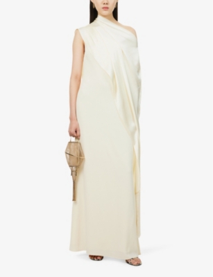 TALLER MARMO WOMENS IVORY BERENSON FRINGED-TRIM WOVEN MAXI DRESS 
