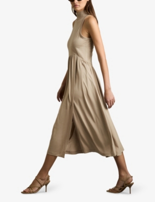 Reiss Womens Blake Sleeveless Jersey Midi Dress Neutral Xs In Neutral