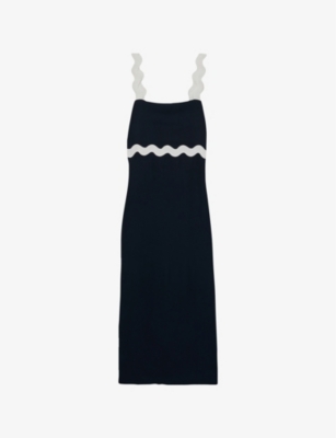 REISS - Asher Wave-Trim Square-Neck Crepe Midi Dress