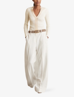 REISS: Lauri Craft-Stitch Ribbed-Knit Top