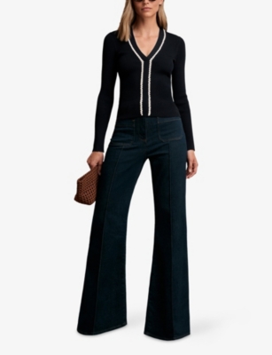 REISS: Lauri Craft-Stitch Ribbed-Knit Top