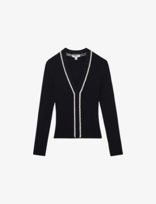 REISS: Lauri Craft-Stitch Ribbed-Knit Top