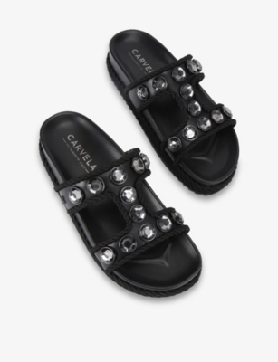 CARVELA: Sorella Crystal-Embellished Faux-Leather Sandals