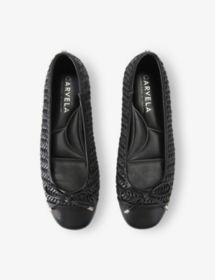 CARVELA WOMENS BLACK SARDINIA FAUX-LEATHER BALLET FLATS EUR 37 / 4 UK 