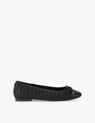 CARVELA WOMENS BLACK SARDINIA FAUX-LEATHER BALLET FLATS EUR 37 / 4 UK 