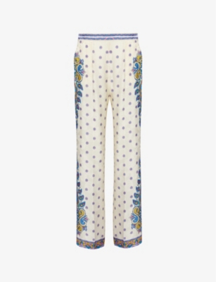 ETRO: Graphic-pattern high-rise wide-leg satin-jacquard trousers