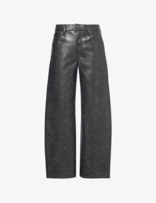 AGOLDE: Low Curve barrel-leg recycled-leather blend jeans