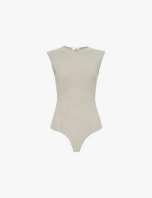 Agolde Womens  Aura Sleeveless Jersey Bodysuit In Aluminum (m Grey)