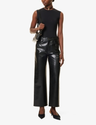 Agolde Womens Black Aura Sleeveless Jersey Bodysuit