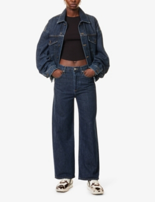 Agolde Ren Rigid High-rise Wide-leg Jeans In Polished (dk Rinse Ind)