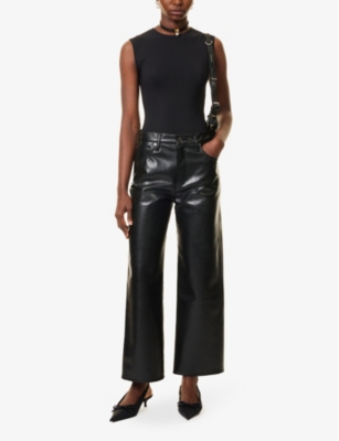 Agolde Ren Straight Leather Pant Detox In Black In Detox (black)