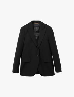 Reiss Womens  Audrey Peak-lapel Single-breasted Stretch-woven Blazer In Black