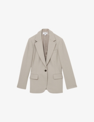 Reiss Brittany Textured Single-button Blazer In Neutral