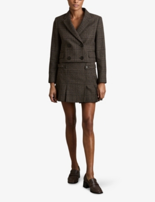 REISS: Vienna Double-Breasted Cropped Wool-Blend Blazer
