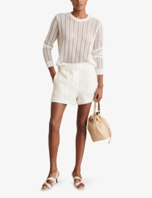 REISS: Fawn Mid-Rise Linen Shorts