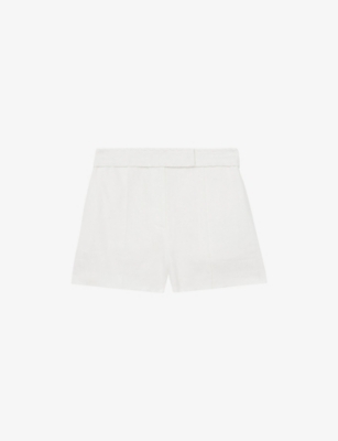 REISS: Fawn Mid-Rise Linen Shorts