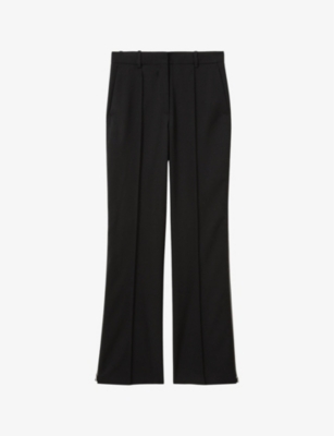 Reiss Womens  Audrey Side-zip Wide-leg Stretch-woven Trousers In Black