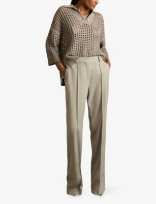 REISS: Brittany Textured Wool-Blend Straight-Leg Suit Trousers