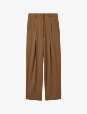 Reiss Womens  Celeste Straight-leg High-rise Wool Trousers In Camel