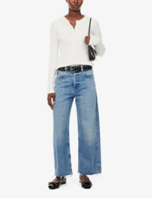CITIZENS OF HUMANITY: Ayla Raw-Hem Cropped Wide-Leg Denim Jeans
