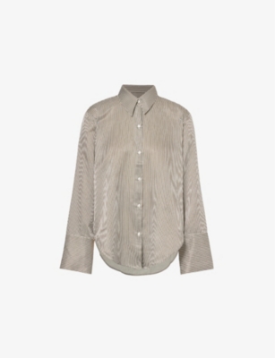 Shop Citizens Of Humanity Womens Venetian Stripe Camilia Striped-print Long-sleeves Cotton And Silk-blend Shirt