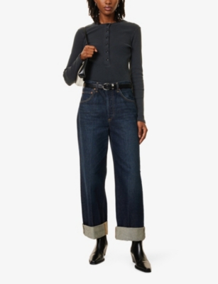 Citizens Of Humanity Varra Long-sleeve Henley Top In Charcoal