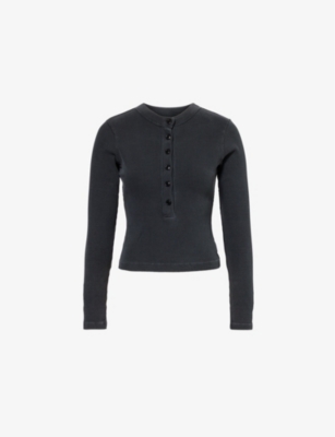 Citizens Of Humanity Varra Long-sleeve Henley Top In Charcoal