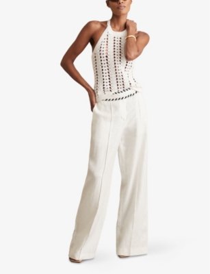 REISS: Fawn Wide-Leg Linen Trousers