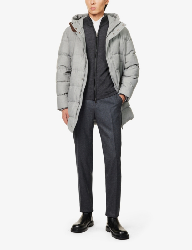 Hood padded regular-fit woven jacket