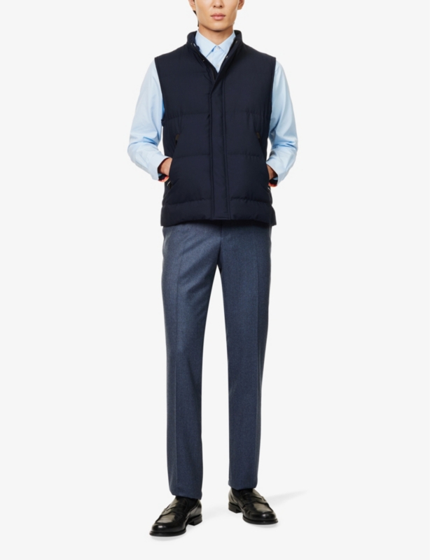 Concealed-hood padded regular-fit woven gilet
