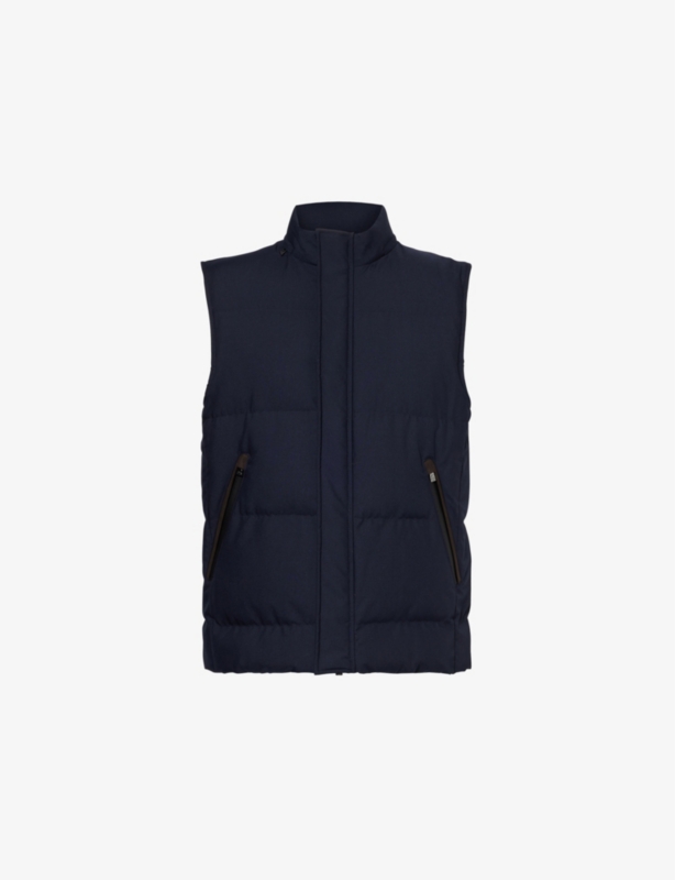 Concealed-hood padded regular-fit woven gilet