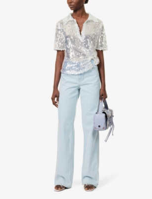 CHRISTOPHER ESBER: Opaline sequin-embellishment woven polo shirt