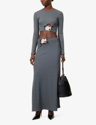 Trio Stone cropped stretch-woven top