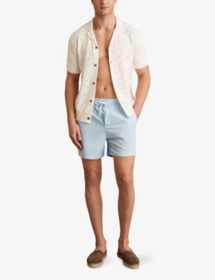 Reiss Mens  Cliff Drawstring Swim Shorts In Soft Blue
