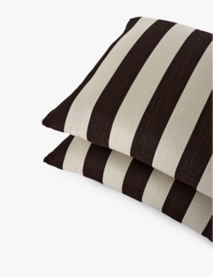 BUCHANAN STUDIO: Double-cushion linen footstool 45cm