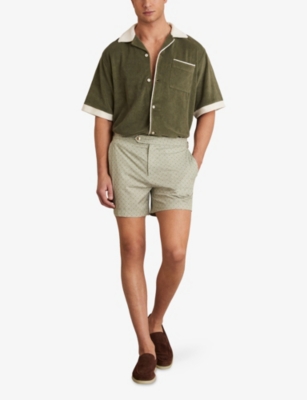 REISS: Caprio Geometric-Print Swim Shorts
