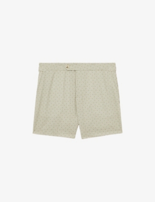 REISS: Caprio Geometric-Print Swim Shorts