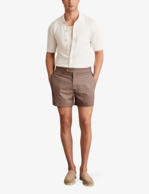 REISS: Caprio Geometric-Print Swim Shorts