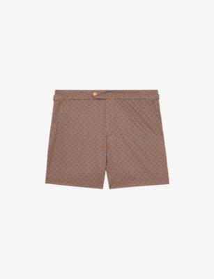 REISS: Caprio Geometric-Print Swim Shorts