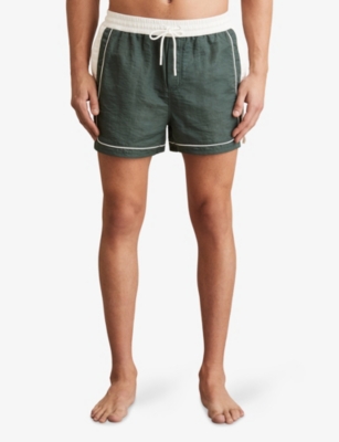 REISS: Cano Colour-Block Piped-Trim Swim Shorts
