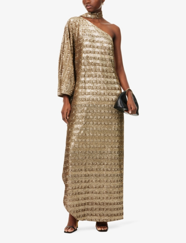 Gilded Ubud embellished woven maxi dress