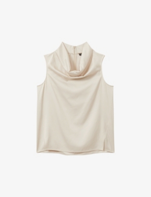 Reiss Womens  Manon Cowl-neck Relaxed-fit Stretch-woven Top In Ivory