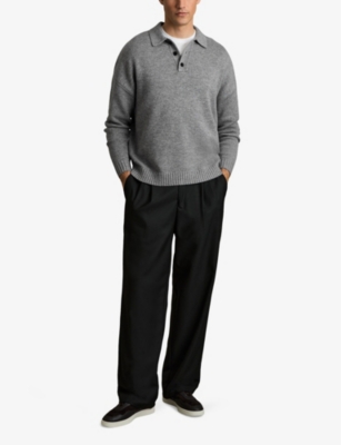 REISS: Trafford Half-Button Slim-Fit Merino-Wool Polo