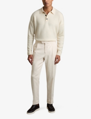 REISS: Trafford Half-Button Slim-Fit Merino-Wool Polo
