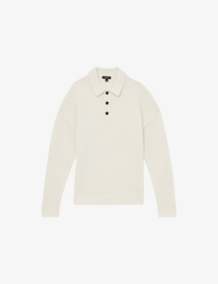 REISS: Trafford Half-Button Slim-Fit Merino-Wool Polo