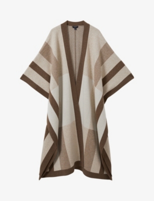 Reiss Womens  X Atelier Caitlin Knitted Wool And Cashmere-blend Cape In Camel