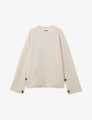 Reiss Womens  X Atelier Eloise Open-side Wool And Cashmere-blend Jumper In Ivory